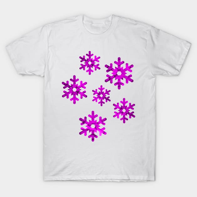 Watercolor Snowflakes (Purple) T-Shirt by illucalliart